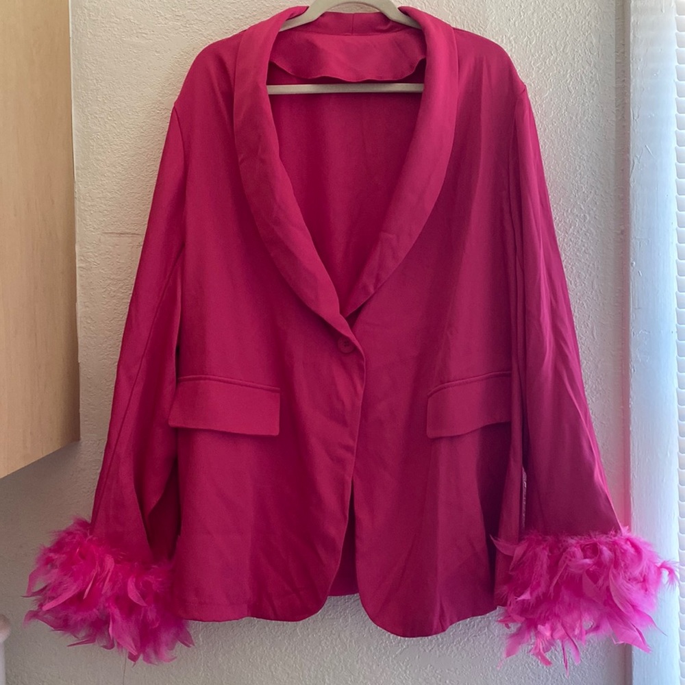 SHEIN CURVE Pink Blazer